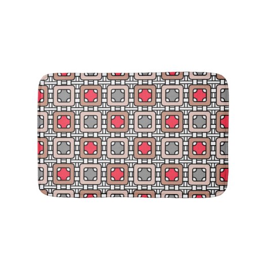 Modern geometrisch patroon Art Deco grijs rood, be Badmat (Voorkant)