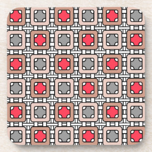 Modern geometrisch patroon Art Deco grijs rood, be Bier Onderzetter
