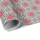 Modern geometrisch patroon Art Deco grijs rood, be Cadeaupapier (Rol Hoek)