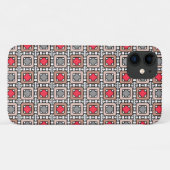 Modern geometrisch patroon Art Deco grijs rood, be Case-Mate iPhone Case (Achterkant (horizontaal))
