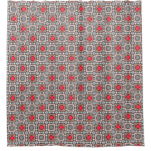 Modern geometrisch patroon Art Deco grijs rood, be Douchegordijn (Voorkant)