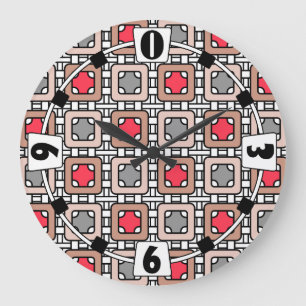 Modern geometrisch patroon Art Deco grijs rood, be Grote Klok