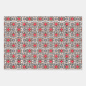 Modern geometrisch patroon Art Deco grijs rood, be Inpakpapier Vel (Voorkant)