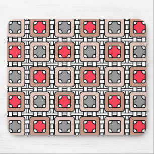 Modern geometrisch patroon Art Deco grijs rood, be Muismat