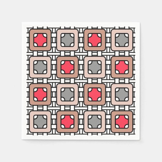 Modern geometrisch patroon Art Deco grijs rood, be Servet (Voorkant)