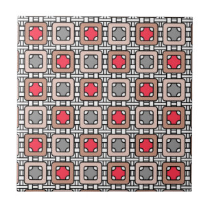 Modern geometrisch patroon Art Deco grijs rood, be Tegeltje