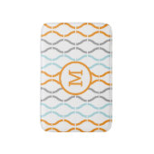 Modern Geometrisch Patroon Blauw Grijs & Sinaasapp Badmat (Voorkant Verticaal)