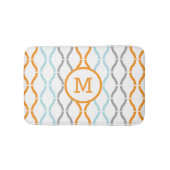 Modern Geometrisch Patroon Blauw Grijs & Sinaasapp Badmat (Voorkant)