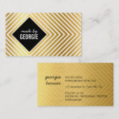 MODERN GEOMETRISCH PATROON diamant zwart wit goud Visitekaartje (Voorkant / Achterkant)