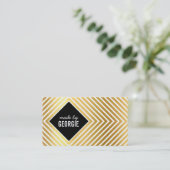 MODERN GEOMETRISCH PATROON diamant zwart wit goud Visitekaartje (Staand voorkant)