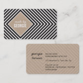 MODERN GEOMETRISCH PATROON diamant zwart wit kraft Visitekaartje (Voorkant / Achterkant)