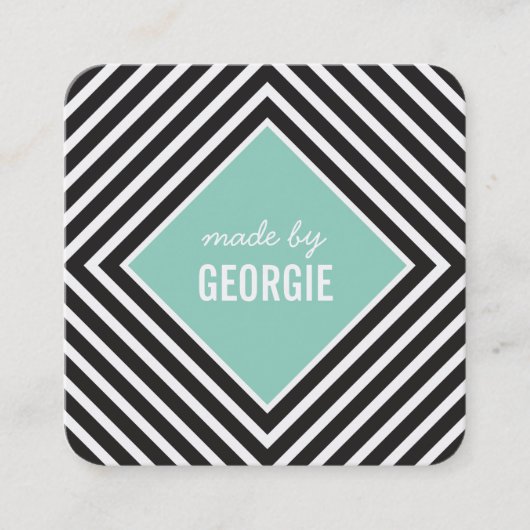 MODERN GEOMETRISCH PATROON diamant zwart wit munt Vierkante Visitekaartje (Voorkant)