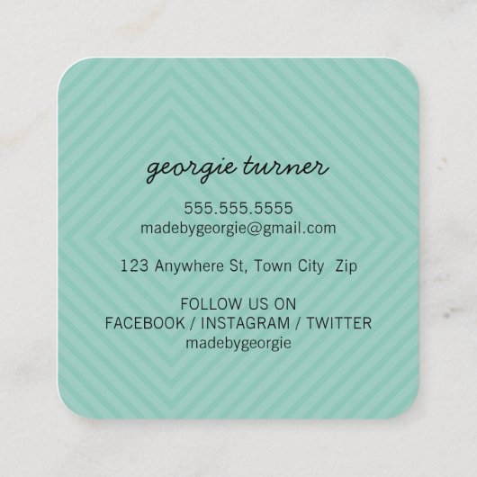 MODERN GEOMETRISCH PATROON diamant zwart wit munt Vierkante Visitekaartje (Achterkant)