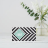 MODERN GEOMETRISCH PATROON diamant zwart wit munt Visitekaartje (Staand voorkant)