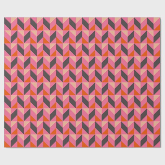 Modern Geometrisch Patroon Helder Heet Roze Sinaas Cadeaupapier (Vlak)