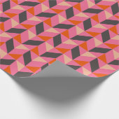Modern Geometrisch Patroon Helder Heet Roze Sinaas Cadeaupapier (Hoek)
