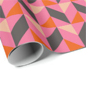 Modern Geometrisch Patroon Helder Heet Roze Sinaas Cadeaupapier (Rol Hoek)