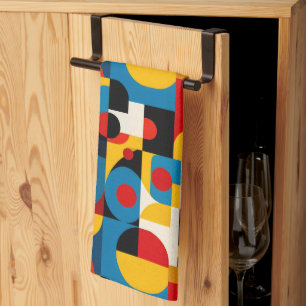 Modern geometrisch patroon in Bauhaus-stijl Theedoek