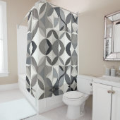 Modern geometrisch patroon in grijstinten douchegordijn (In situ)