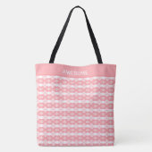 Modern geometrisch patroon in koraalroze en wit tote bag (Achterkant)