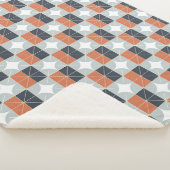 Modern geometrisch patroon in terracotta, marinebl sherpa deken (3/4)