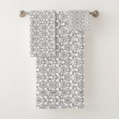 modern geometrisch patroon in zwart-wit bad handdoek (Insitu)