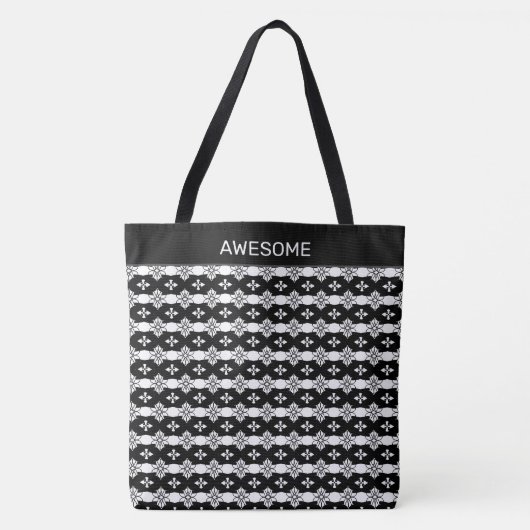 Modern geometrisch patroon in zwart-wit tote bag (Voorkant)