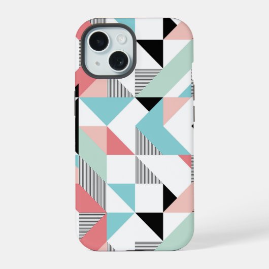 Modern geometrisch patroon iPhone 15 case (Achterkant)