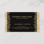 Modern geometrisch patroon & kant zwart & goud visitekaartje (Achterkant)