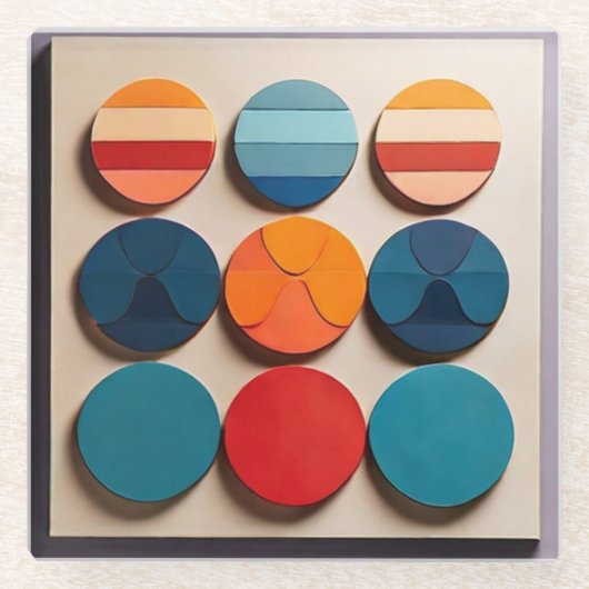 Modern geometrisch patroon met middelmatige midden glazen onderzetter (Voorkant)