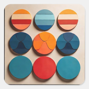 Modern geometrisch patroon met middelmatige midden vierkante sticker