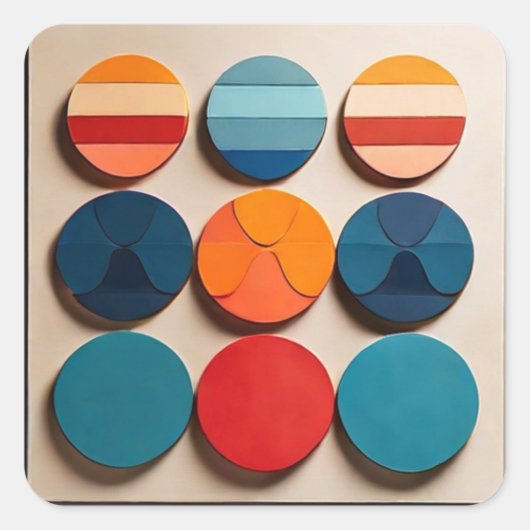 Modern geometrisch patroon met middelmatige midden vierkante sticker (Voorkant)