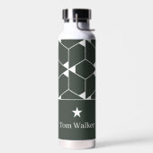 Modern geometrisch patroon met ster en naam waterfles (Links)