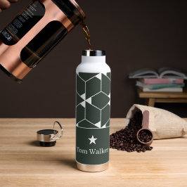 Modern geometrisch patroon met ster en naam waterfles