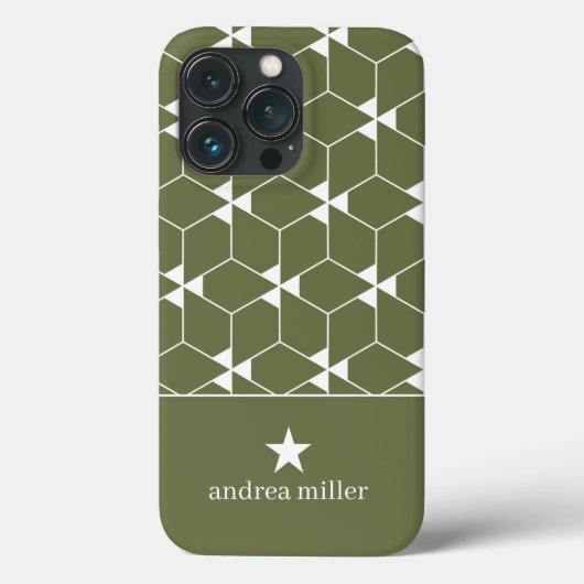 Modern geometrisch patroon met stermonogram Case-Mate iPhone case (Achterkant)