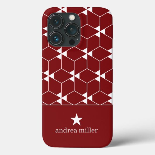 Modern geometrisch patroon met stermonogram Case-Mate iPhone case (Achterkant)