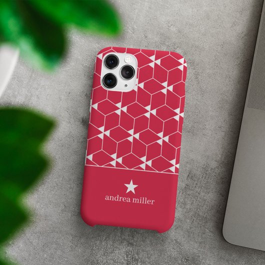 Modern geometrisch patroon met stermonogram Case-Mate iPhone case