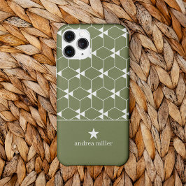 Modern geometrisch patroon met stermonogram Case-Mate iPhone case