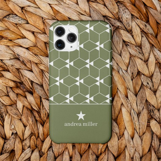 Modern geometrisch patroon met stermonogram Case-Mate iPhone case