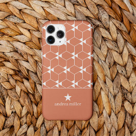 Modern geometrisch patroon met stermonogram Case-Mate iPhone case