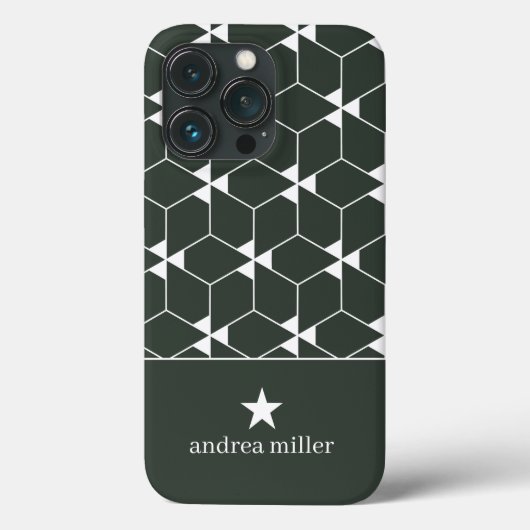 Modern geometrisch patroon met stermonogram Case-Mate iPhone case (Achterkant)