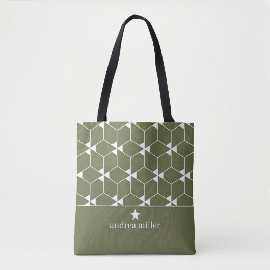 Modern geometrisch patroon met stermonogram tote bag (Voorkant)