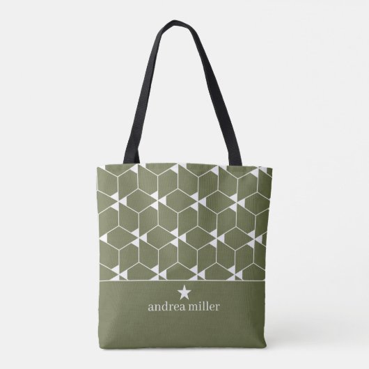 Modern geometrisch patroon met stermonogram tote bag (Achterkant)