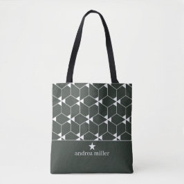 Modern geometrisch patroon met stermonogram tote bag