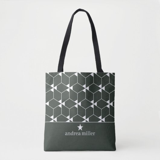 Modern geometrisch patroon met stermonogram tote bag (Voorkant)