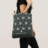 Modern geometrisch patroon met stermonogram tote bag (Dichtbij)