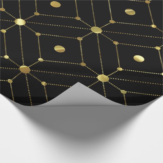 modern geometrisch patroon met zwart en goud cadeaupapier (Hoek)