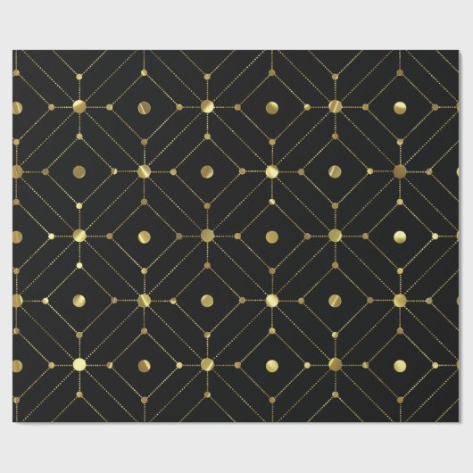 modern geometrisch patroon met zwart en goud cadeaupapier (Vlak)