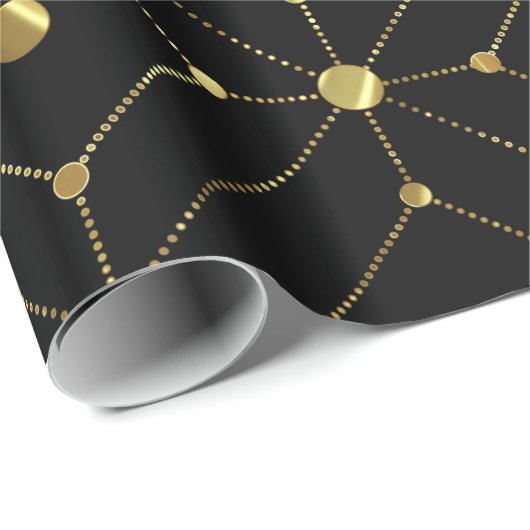 modern geometrisch patroon met zwart en goud cadeaupapier (Rol Hoek)