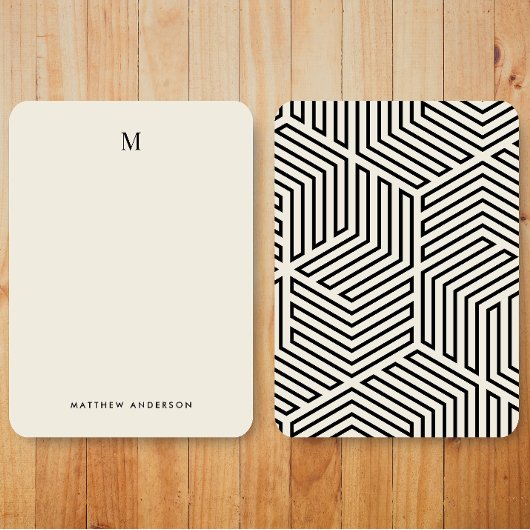 Modern Geometrisch Patroon Monogram Stationery Notitiekaartje